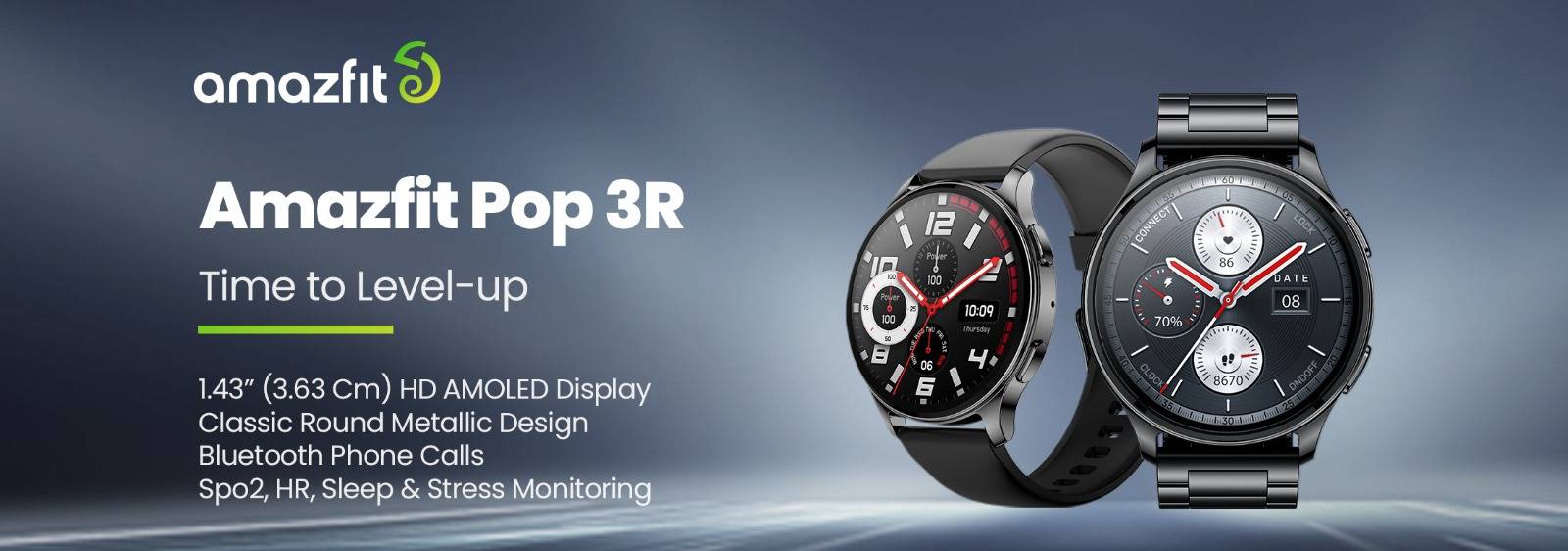 Amazfit Pop 3R SmartWatch With 1.43″ AMOLED Display