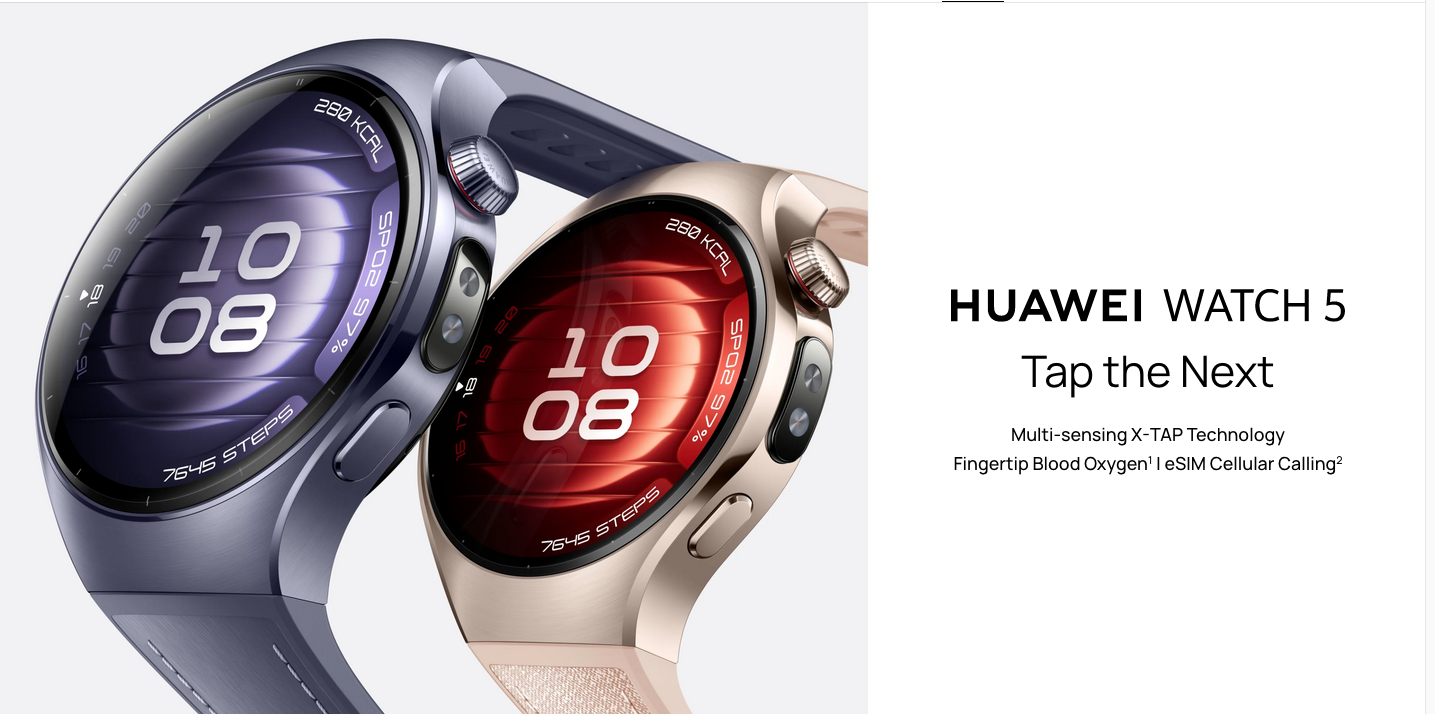 HUAWEI WATCH 5 (46mm) Multi-sensing X-TAP Technology/ Health MOT on Your Wrist/ Aerospace-grade Titanium/ Compatible with Android & iOS/ Up to 11-Day Battery Life