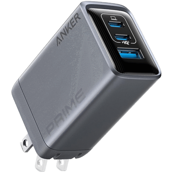 Experience powerful, high-speed charging on the go with the Anker Prime Charger (100W, 3 Ports, GaN). This ultra-compact charger features 2 USB-C ports, 1 USB-A port, and advanced GaN and ActiveShield 2.0 safety technology.