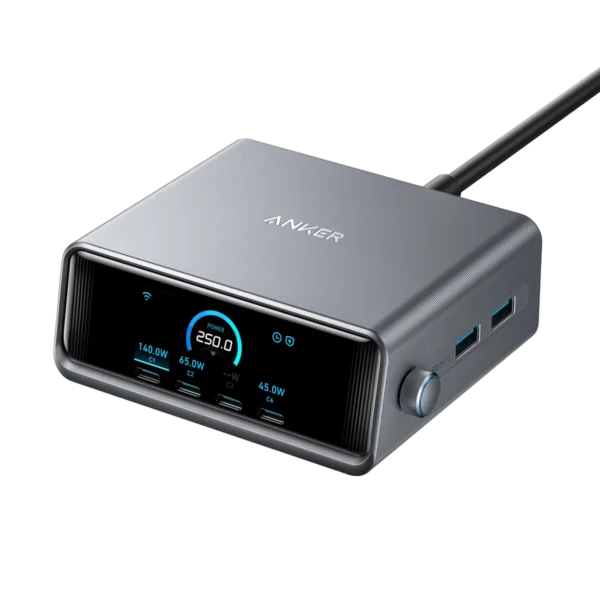 Anker Prime Charger (250W, 6 Ports, GaNPrime) is the definitive answer, consolidating all your charging needs into one high-performance, intelligent desktop hub.