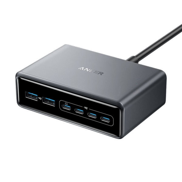 Supercharge your workspace with the Anker Prime Charger (200W, 6 Ports, GaN). This desktop charging station delivers a massive 200W total output, featuring 4 USB-C ports (up to 100W each) and 2 USB-A ports, all powered by advanced GaN technology.